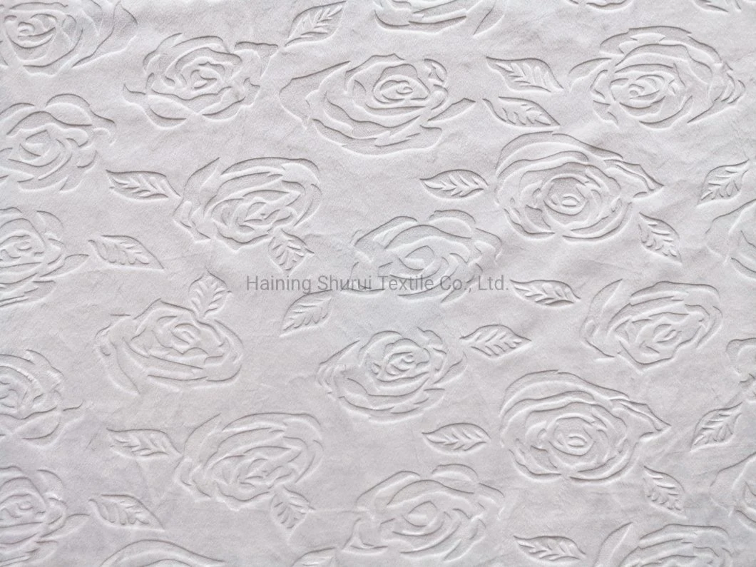 Home Textile 3D Rose Polyester Knitted Velvet Fabric for Mattress Quilting and Pillow Cover Burnout