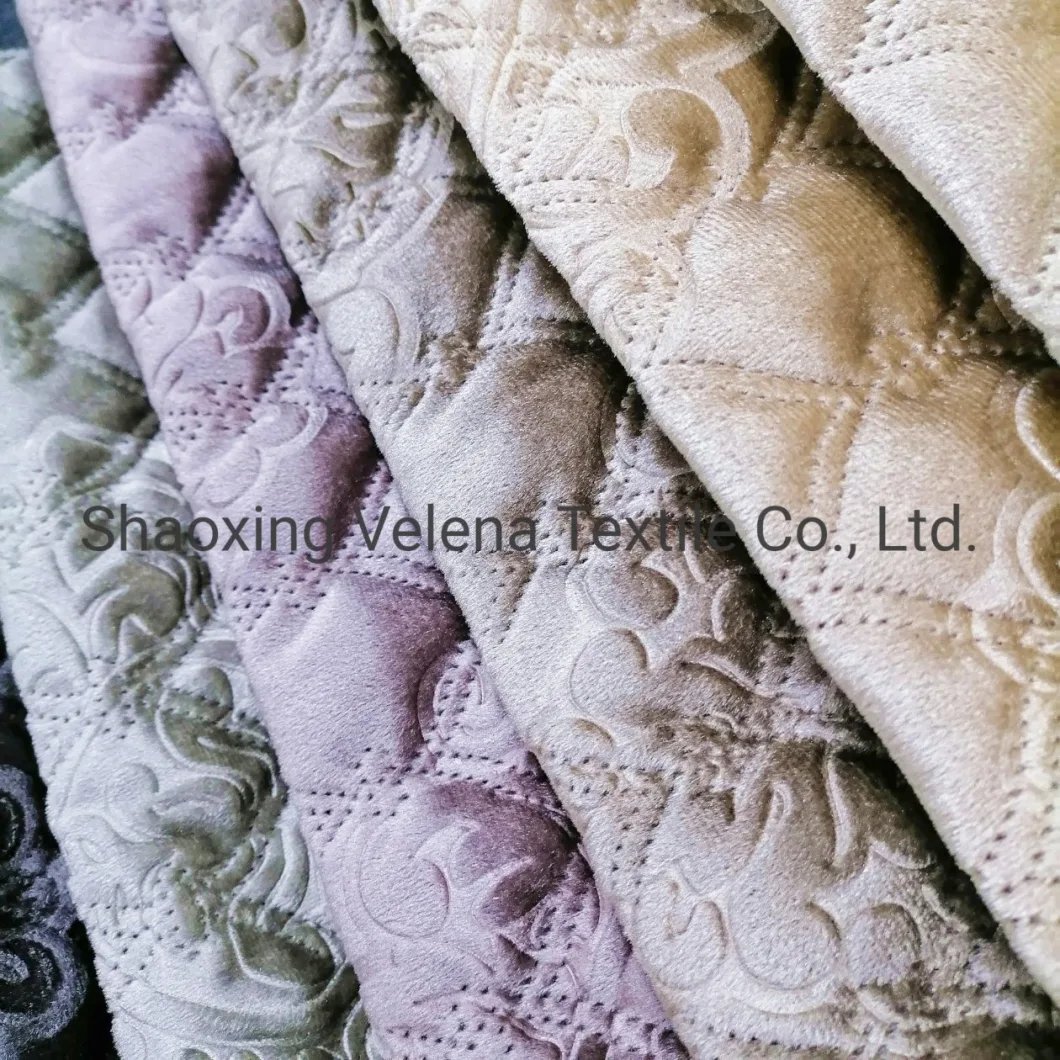 Hot Sale Polyester Velvet Ultrasonic with 3D Embossed Furniture Home Textile Fabric for Sofa Curtain Jacket